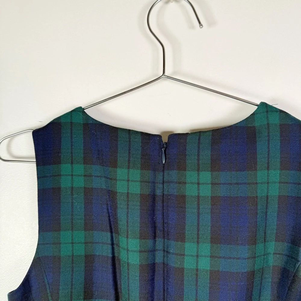 J.Crew Black Watch Plaid Wool Sleeveless Sheath Dress